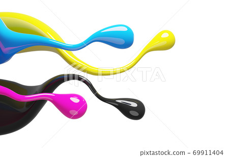 CMYK color splash isolated on white background 3d render 69911404