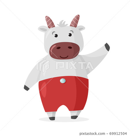 Cute Cartoon Bull character. Vector Christmas illustration. Cute Cartoon Bull character. Vector Christmas illustration. 69912504