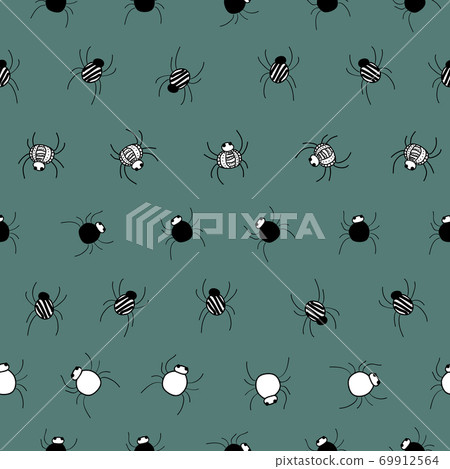 Spiders in lines on green background repeat... - Stock Illustration ...