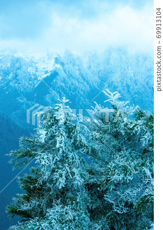 下雪後的台灣在高山上美麗的美景 69913104