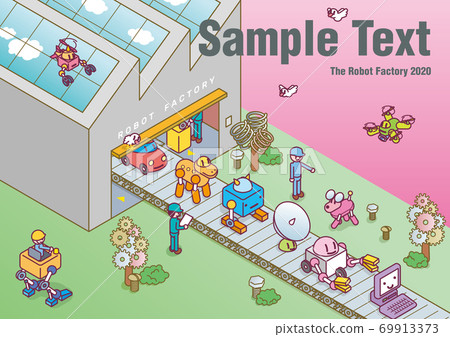 Illustrations of various cute robot factories Illustrations of various cute robot factories 69913373