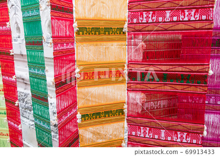 Colorful of the traditional long flag in the Colorful of the traditional long flag in the 69913433