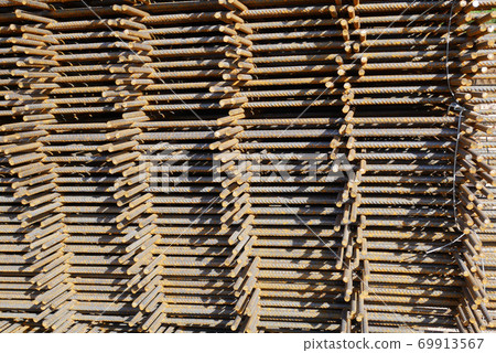 KUALA LUMPUR, MALAYSIA -SEPTEMBER 18, 2020: BRC welded wire mesh or BRC fabric used as part of the main structural component in-floor slab structure element in the construction site. Comes in various  69913567