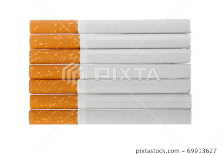 Bunch of unlit cigarettes isolated on white 69913627