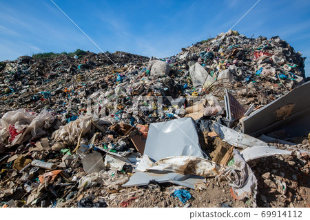Landfill for household waste, ecological disaster, ecology concept Landfill for household waste, ecological disaster, ecology concept 69914112