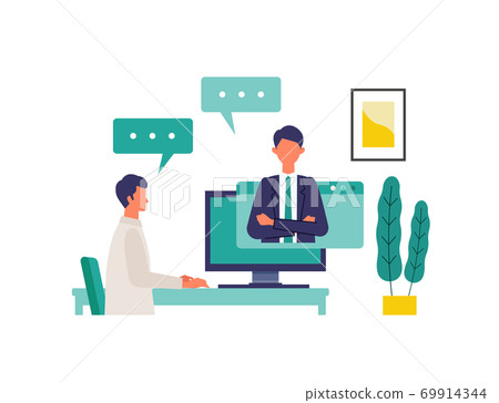 Illustrations expressing telework - Stock Illustration [69914344] - PIXTA