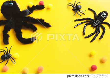 Halloween house decorations,A spider on a yellow background. 69914556
