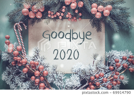 Christmas Garland, Fir Tree Branch, Snowflakes, Goodbye 2020 Christmas Garland, Fir Tree Branch, Snowflakes, Goodbye 2020 69914790