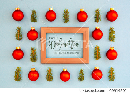 Christmas Texture, Ball, Branch, Frame, Gutes Neues Means Happy New Year 69914801