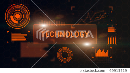 Illustration of virtual screen with holographic panel Illustration of virtual screen with holographic panel 69915519