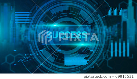 Illustration of virtual screen with circles panel button, banner Illustration of virtual screen with circles panel button, banner 69915531