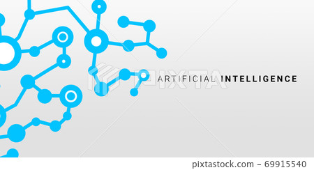 Creative Illustration For Artificial Intelligence Concept With Blue Microcircuit Lines And Dots 69915540