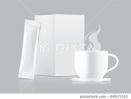 Download 3d Glossy Stick Sachet Mockup And Cup With Stock Illustration 69915583 Pixta