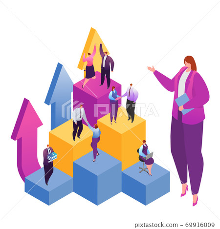 Career development or career ladder in business flat vector illustration. Businesspeople move up, growth, success and achievement. Career development or career ladder in business flat vector illustration. Businesspeople move up, growth, success and achievement. 69916009