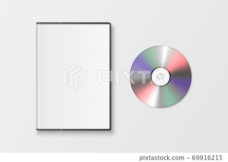 Vector 3d Realistic Closed CD, DVD with Plastic Cover Box Set Closeup Isolated on White Background. Design Template for Mockup. CD Packaging Copy Space. Top View 69916215