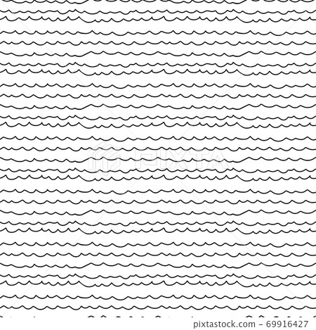 Wavy stripes vector background. Doodle trend black and white hand drawn simple ornament.  69916427