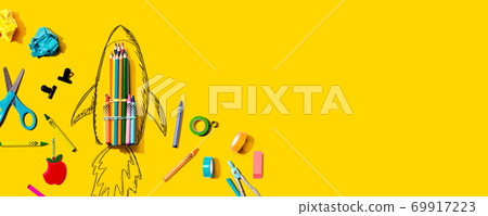 Back to school theme with a rocket Back to school theme with a rocket 69917223