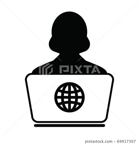 Student icon vector person with laptop computer... - Stock Illustration ...