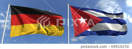 National flags of Germany and Cuba, 3d rendering National flags of Germany and Cuba, 3d rendering 69918258