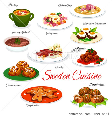 Sweden cuisine restaurant dishes menu vectors 69918551
