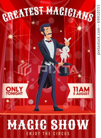 Circus magician show cartoon vector poster 69918555