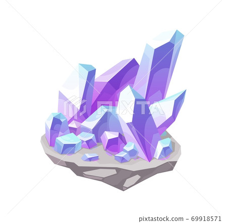 Magic crystal, lilac gem stone vector mineral icon Magic crystal, lilac gem stone vector mineral icon 69918571