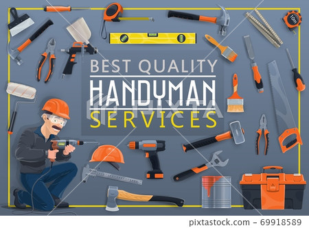 Handyman service and construction tools vector Handyman service and construction tools vector 69918589