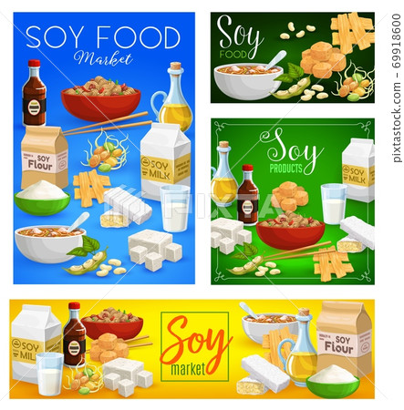 Soybean food vector soy products cartoon posters Soybean food vector soy products cartoon posters 69918600