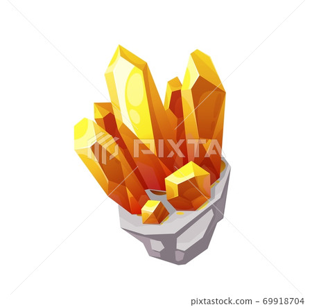 Magic Crystal Vector Rock Yellow Color Gem Stone Stock Illustration