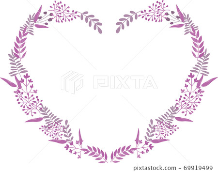 Watercolor-style heart-shaped plant frame Watercolor-style heart-shaped plant frame 69919499