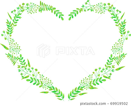 水彩風格心形植物框架 69919502