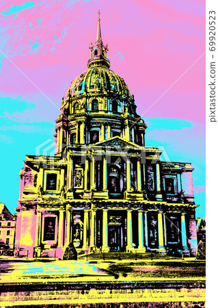 Illustration of Les Invalides Palace in Paris Illustration of Les Invalides Palace in Paris 69920523
