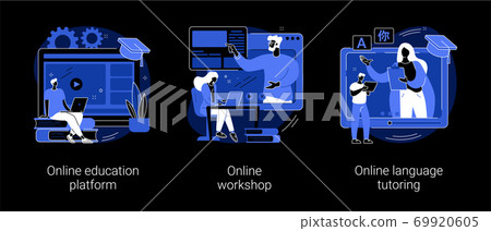 Distance web learning abstract concept vector illustrations. 69920605