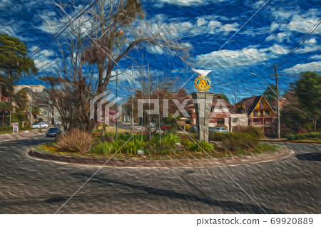 Roundabout with Rotary International logo 69920889