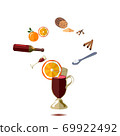 mulled wine infographics. bottle, spoon, orange. 69922492