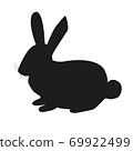 Black silhouette of a Hare,rabbit isolated on white background. 69922499