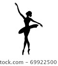 Black silhouette of a ballerina, dancer on a white background 69922500