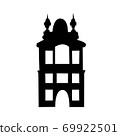 black silhouette of a building on a white background 69922501