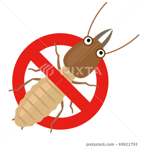 消滅白蟻的形像說明（禁止標誌和卡通風格的白蟻） 69922793