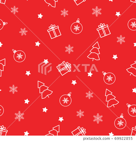 Christmas vector seamless pattern with gift and snowflake, 69922855