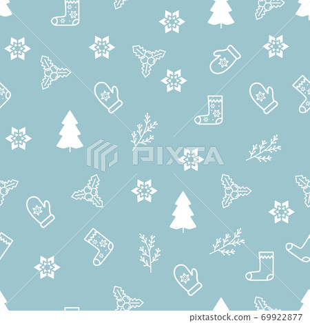 Christmas vector seamless pattern with gift and snowflake, 69922877