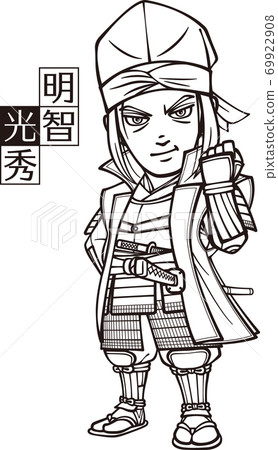 戴著內膽姿勢戴著烏鴉帽的光秀光秀[3頭，黑色和白色] 69922908