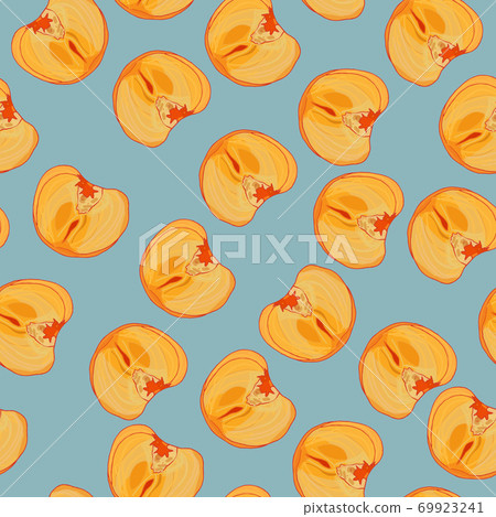 Endless persimmon halves pattern, orange and gray color Endless persimmon halves pattern, orange and gray color 69923241
