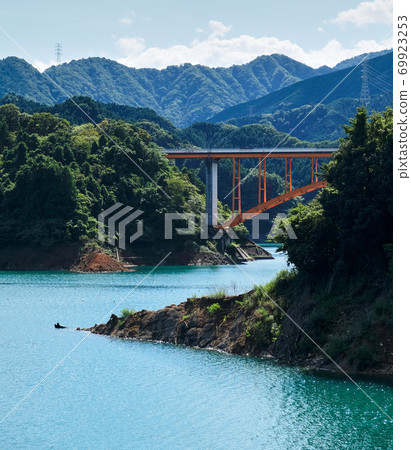 Bridge on the Lake Miyagase in Kanagawa prefecture, Japan Bridge on the Lake Miyagase in Kanagawa prefecture, Japan 69923253