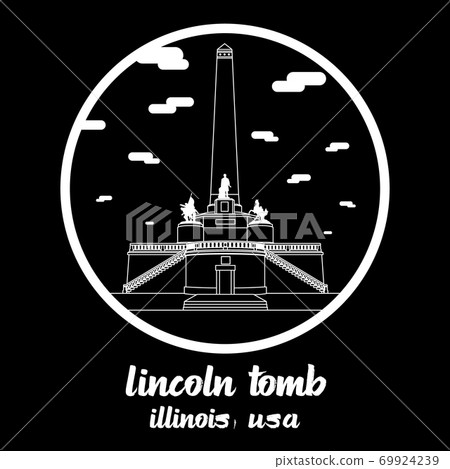 Circle Icon line Lincoln Tomb. vector illustration Circle Icon line Lincoln Tomb. vector illustration 69924239