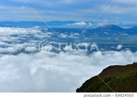 Scenery from the summit of Mt. Hoshisho in the Kuju mountain range Scenery from the summit of Mt. Hoshisho in the Kuju mountain range 69924503