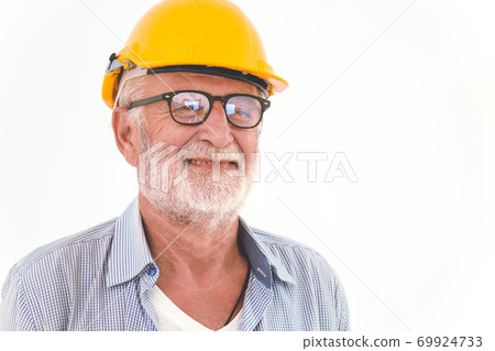 Professional engineer elder happy smile isolated on white background. 69924733