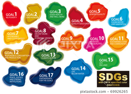 SDGs CMYK designated color watercolor style New... - Stock Illustration ...