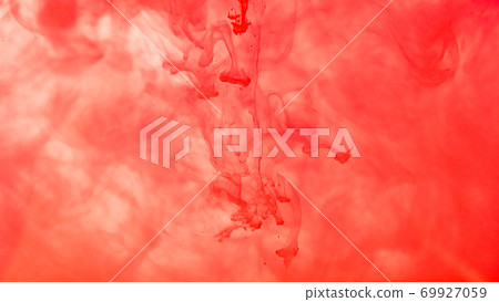 Red ink drop in water on white background. Watercolor paint splash abstract. 69927059