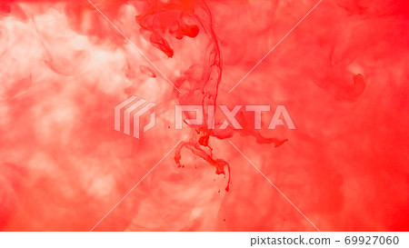 Red ink drop in water on white background. Watercolor paint splash abstract. 69927060